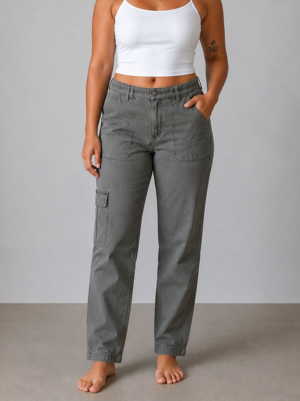 Plus Size Sonoma Olive Green Cargo Pants Women's 16 Utility Casual Stretch